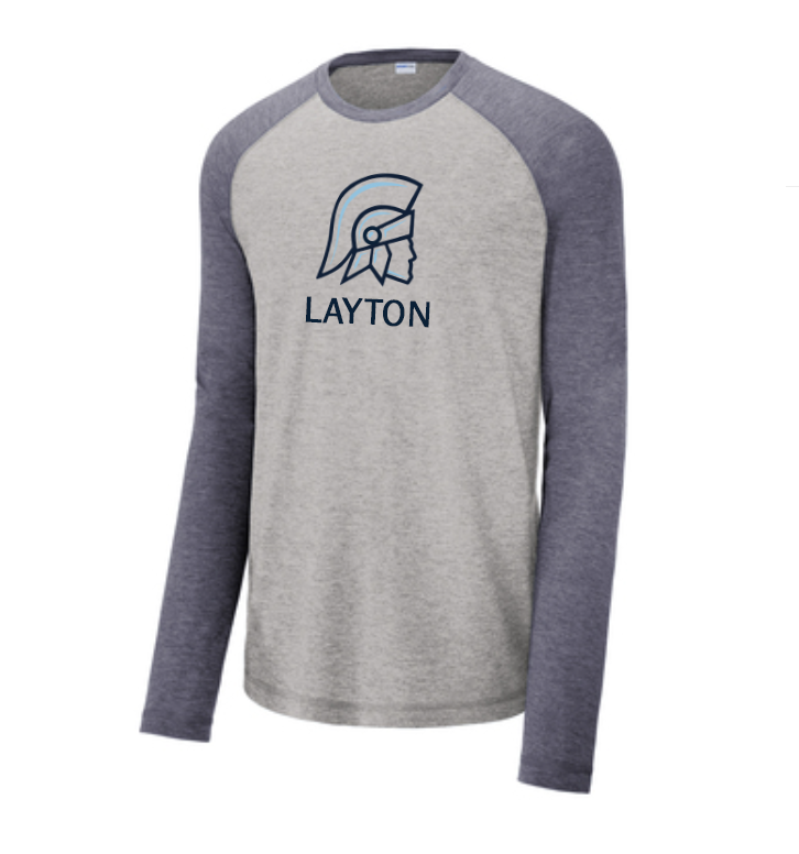 TRUE NAVY/LIGHT GRAY HEATHER Sport-Tek ® PosiCharge ®  Tri-Blend Wicking Raglan Long Sleeve Tee